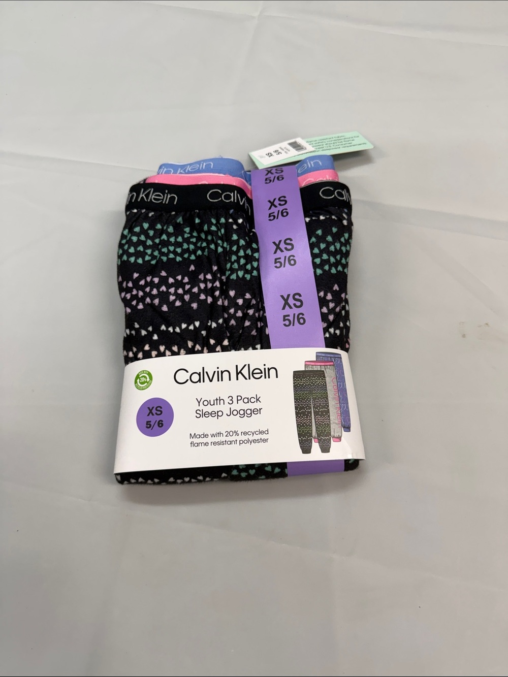 Calvin Klein Kids 3-Pack Sleep Joggers - Black with Pink and Mint Accents